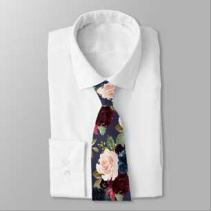 PixDezines Blush Burgundy Navy Flwrs DIY Backgrnd Tie