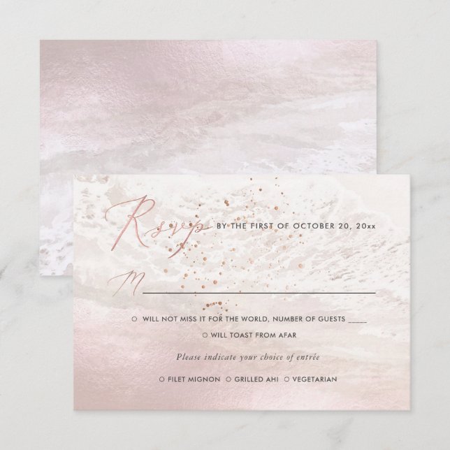 PixDezines Blush Coastal, Beach RSVP w Meal Invitation (Front/Back)