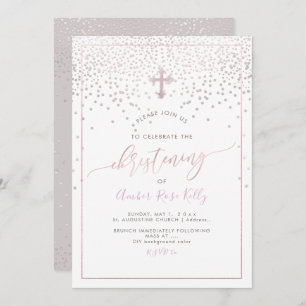 PixDezines Blush Confetti/Christening/DIY Colour Invitation
