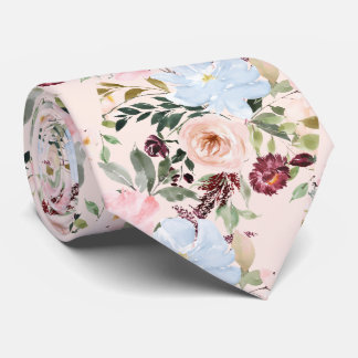 PixDezines Blush Dusty Blue H2 Botanical Tie