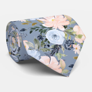 PixDezines Blush Dusty Blue H2 Botanical Tie