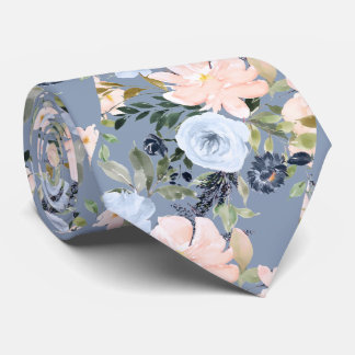 PixDezines Blush Dusty Blue H2 Botanical Tie