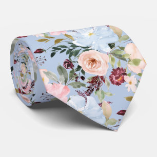 PixDezines Blush Dusty Blue H2 Botanical Tie