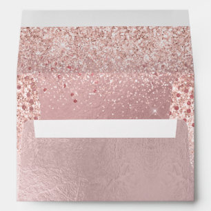 PixDezines Blush, Faux Rose Gold Confetti Envelope