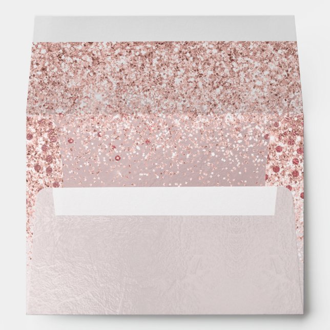 PixDezines Blush, Faux Rose Gold Glitter+Confetti Envelope (Back (Bottom))