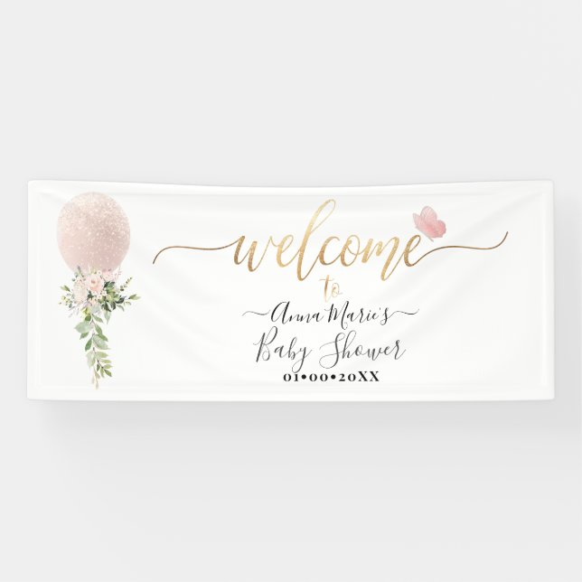 PixDezines Blush Glitter Balloon Any Event Welcome Banner (Horizontal)