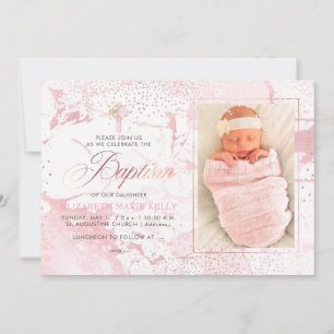 PixDezines Blush Marble+Confetti/Baptism Invitation