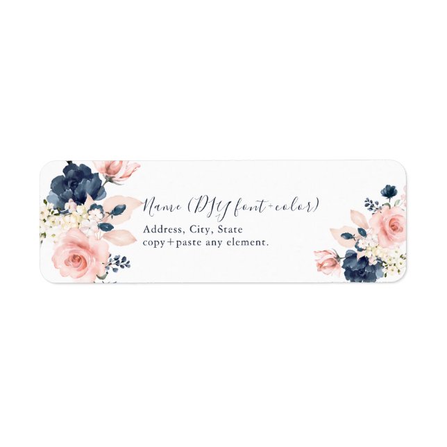 PixDezines Blush Navy Blue Watercolor Flowers (Front)