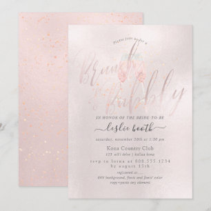 PixDezines Blush Pink Champagne Brunch+Bubbly Invitation