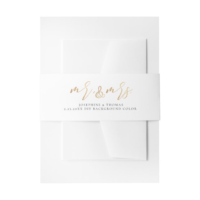 PixDezines Blush Pink+Faux Gold Mr.+Mrs. Invitation Belly Band (Front Example)