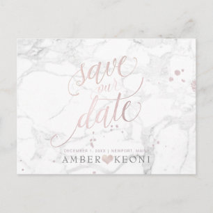 PixDezines Blush Pink/Marble/Save our Date Postcard