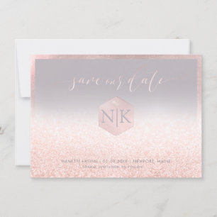 PixDezines Blush Pink Modern Script+Glitter Save The Date