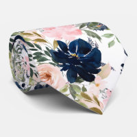 PixDezines Blush Pink Navy Blue Watercolor Flowers