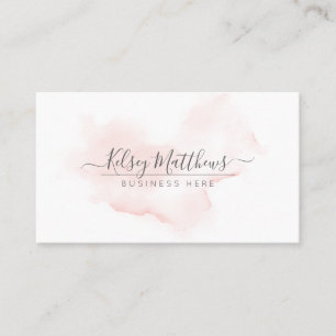 PixDezines Blush Pink Watercolor Brush Stroke Business Card
