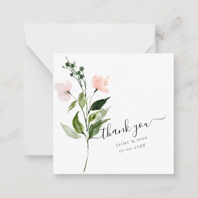 PixDezines Blush Pink Watercolor Flowers Card (Front)