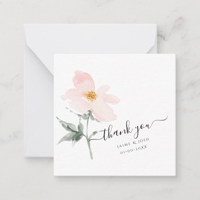 PixDezines Blush Pink Watercolor Single Petal Rose Card (Front)