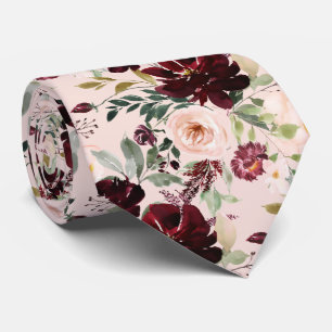 PixDezines Blush Red Watercolor Flowers DIY colour Tie