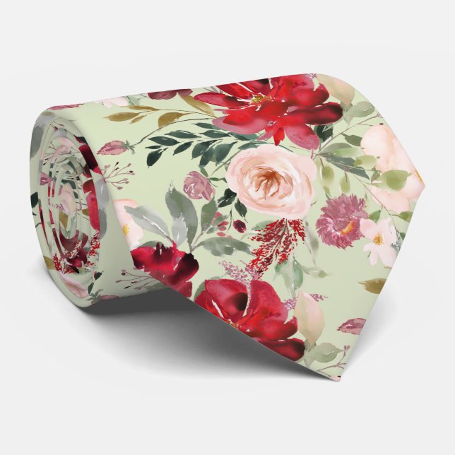 PixDezines Blush Red Watercolor Flowers DIY colour Tie (Rolled)
