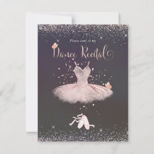 PixDezines Blush Tutu n Butterflies Dance Recital Invitation