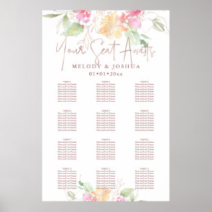 PixDezines Blushing Romance Flowers, Seating Poster