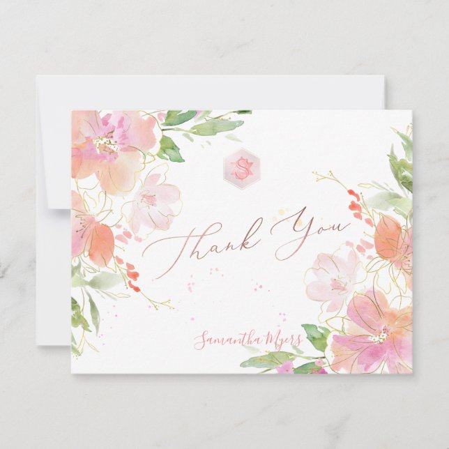 PixDezines Blushing Sweetpea  Mitzvah Thank You✡ RSVP Card (Front)