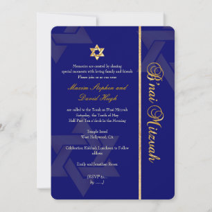 PixDezines Bnai Mitzvah/dark blue/gold/diy colour Invitation