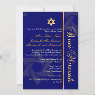 PixDezines B'Nei Mitzvah, Gold+DIY Blue Invitation