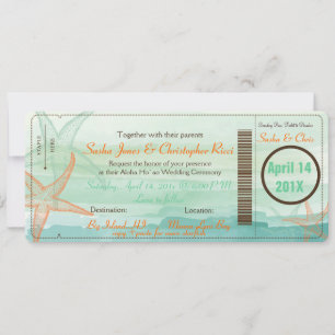 PixDezines Boarding Pass+Beach Wedding Invitations