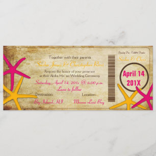 PixDezines Boarding Pass+Beach Wedding Invitations