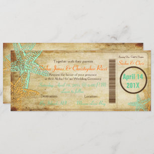PixDezines Boarding Pass+Beach Wedding Invitations