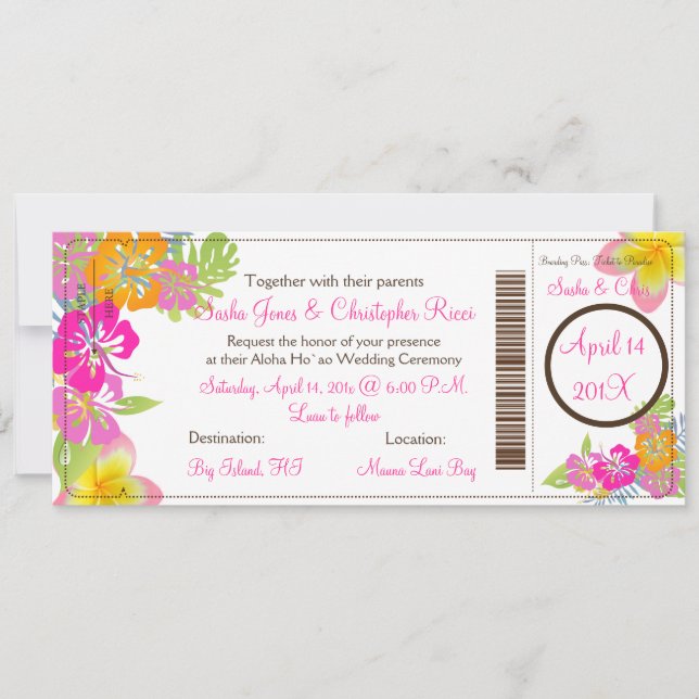 PixDezines Boarding Pass Hibiscus Leis/diy bckgrnd Invitation (Front)