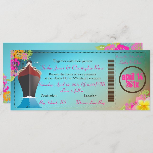 PixDezines Boarding Pass/Love Boat/Cruise Ship Invitation (Front/Back)