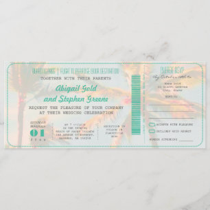 PixDezines Boarding Pass+Vintage Beach Wedding Invitation