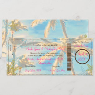 PixDezines boarding pass vintage hawaiian beach Invitation