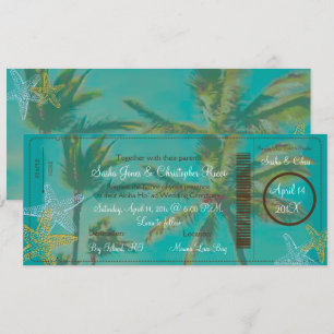 PixDezines boardingpass vintage hawaiian beach Invitation