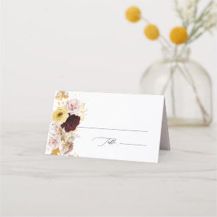 PixDezines Boho Autumn Blush Roses Burgundy  Place Place Card