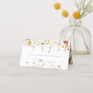 PixDezines Boho Fall Garden Flowers Monogram Place Place Card