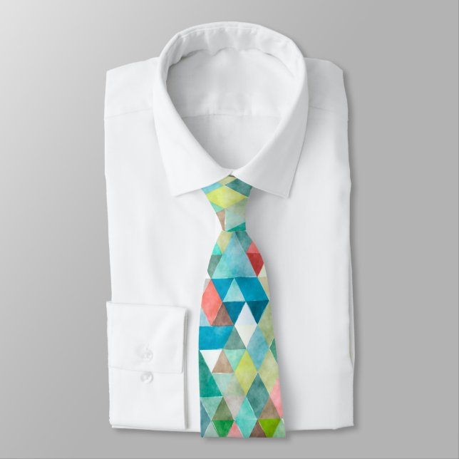 PixDezines Boho Geometric/adjustable triangles Tie (Tied)