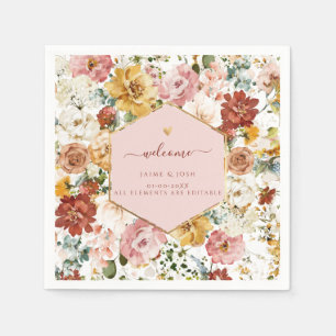 PixDezines Boho H2 Fall Garden Flowers  Napkins