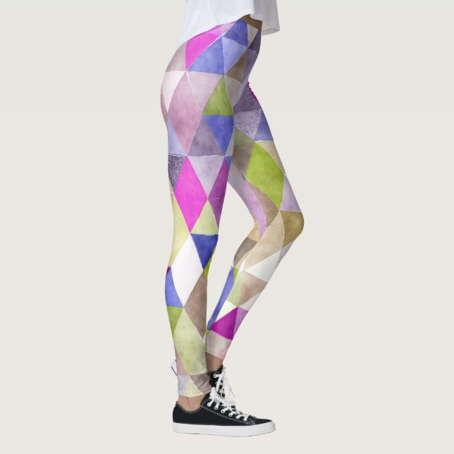 PixDezines Boho Watercolor Geometric/Triangles Leggings (Right)