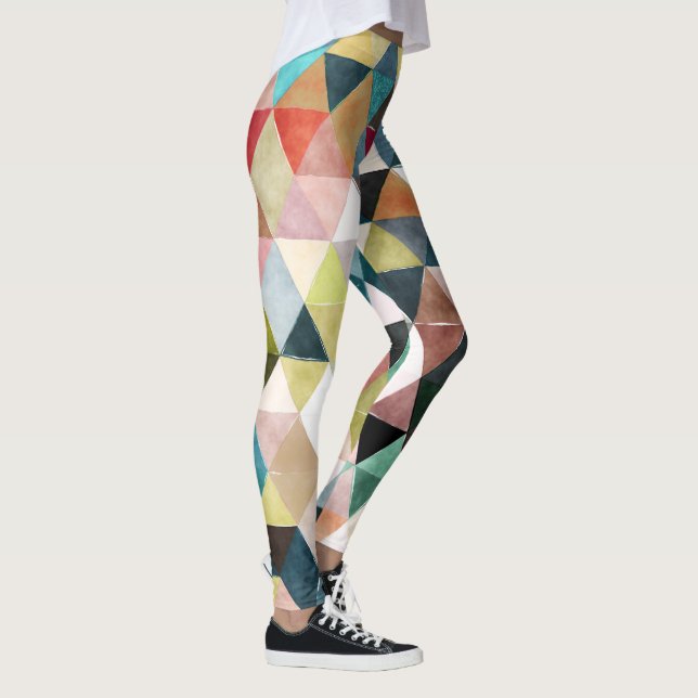 PixDezines Boho Watercolor Geometric/Triangles Leggings (Right)