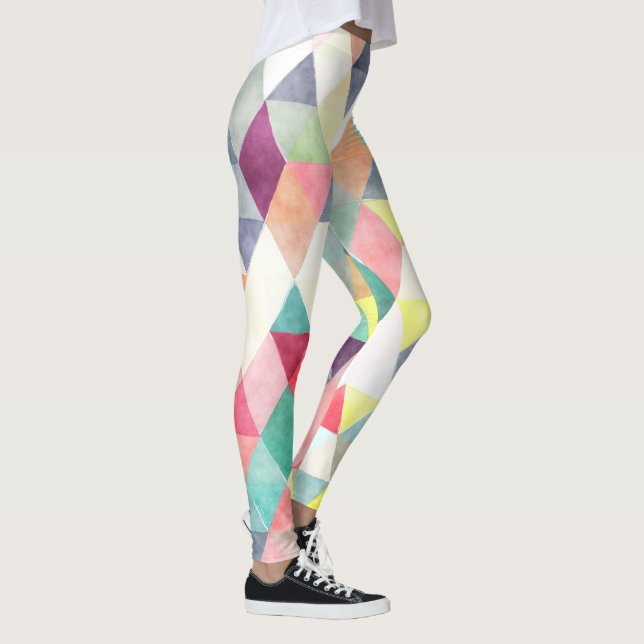 PixDezines Boho Watercolor Geometric/Triangles Leggings (Right)