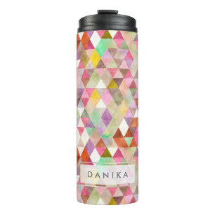 PixDezines Boho Watercolor Geometric/Triangles Thermal Tumbler