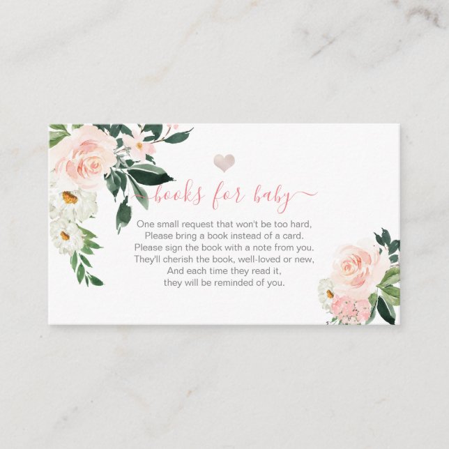 PixDezines Book Request, Watercolor Blush Roses En Enclosure Card (Front)