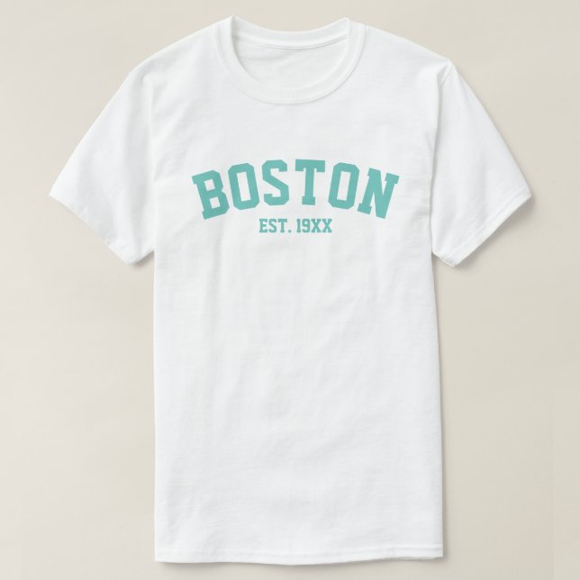 PixDezines BOSTON/DIY TEXT+COLOR/CAPRI BLUE T-Shirt (Design Front)