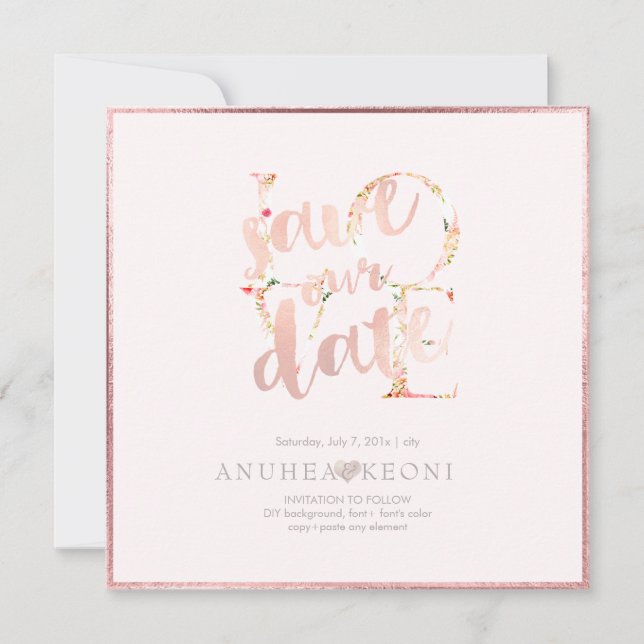 PixDezines BOTANICA LOVE SAVE DATE|BLUSH PINK Save The Date (Front)