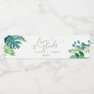 PixDezines Botanical, Tropical Foliage Water Bottle Label