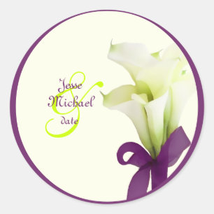 PixDezines bouquet, white calla lilies Classic Round Sticker