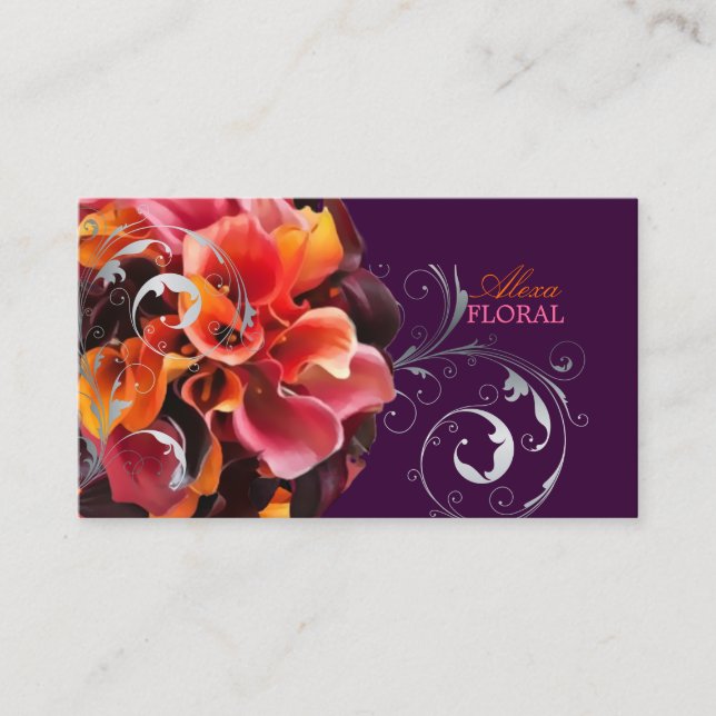 PixDezines bridal bouquet, florists/diy colours Business Card (Front)