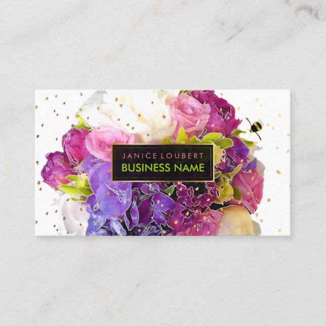 PixDezines bridal bouquet/watercolor/floral Business Card (Front)